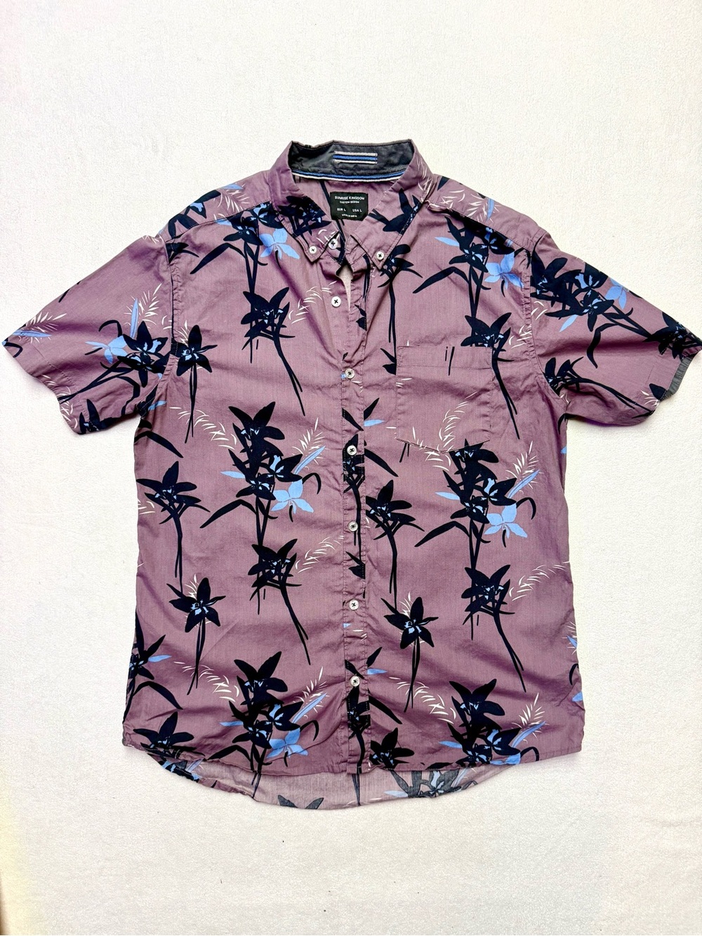Sunrise Kingdom Mauve Floral Short-Sleeve Button-Down Shirt